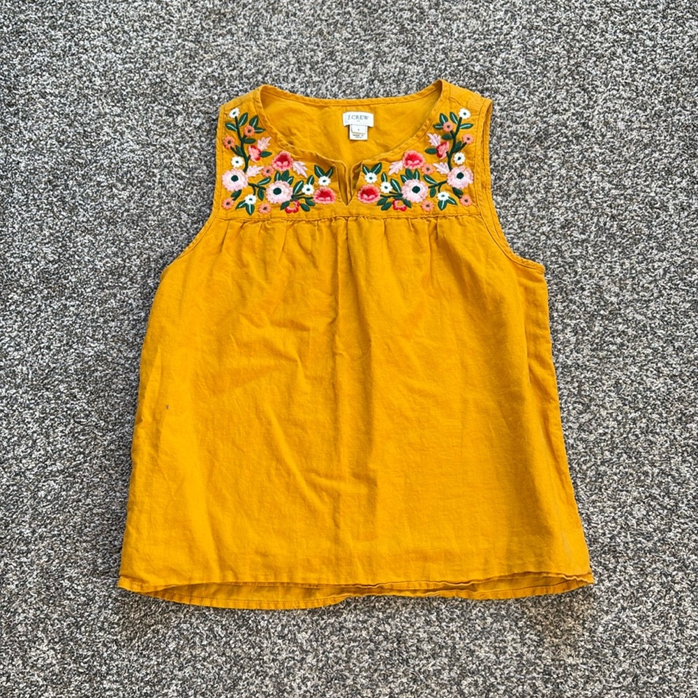 J. Crew Yellow Floral Tank Top